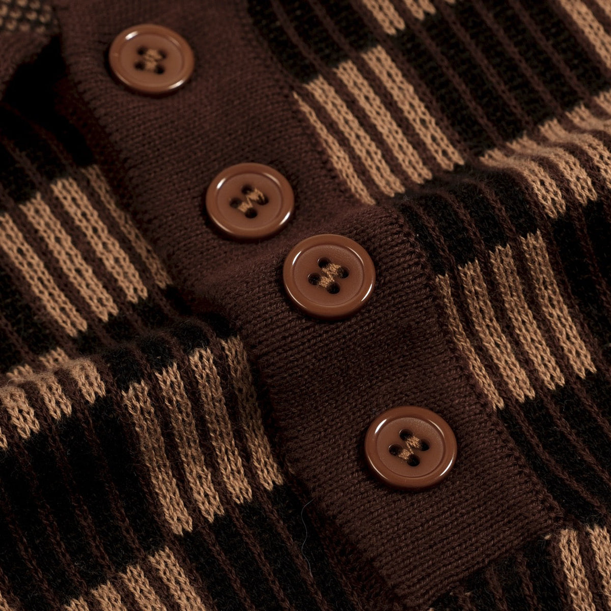 Pull en maille jacquard vintage marron café pour homme