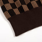 Pull en maille jacquard vintage marron café pour homme