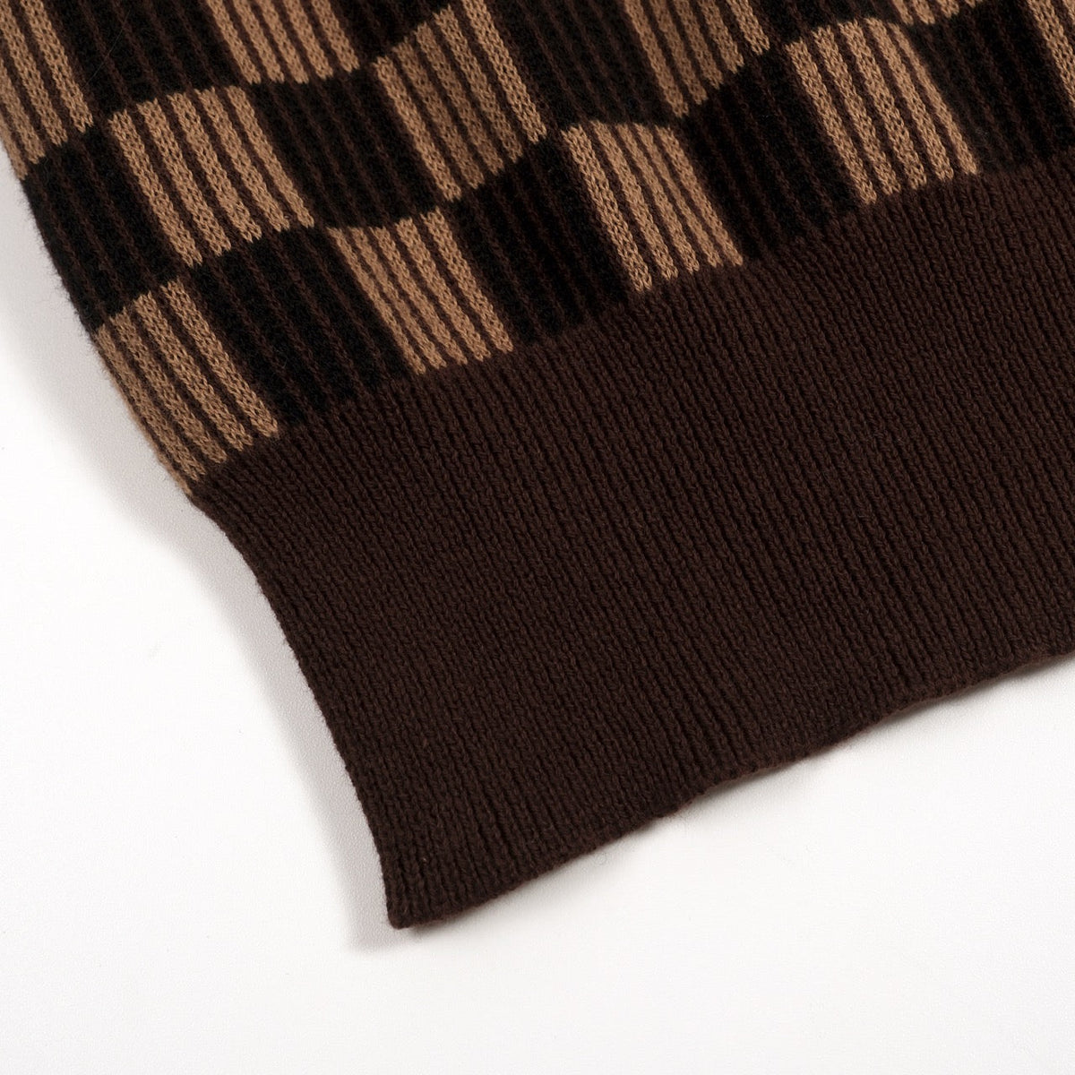 Pull en maille jacquard vintage marron café pour homme