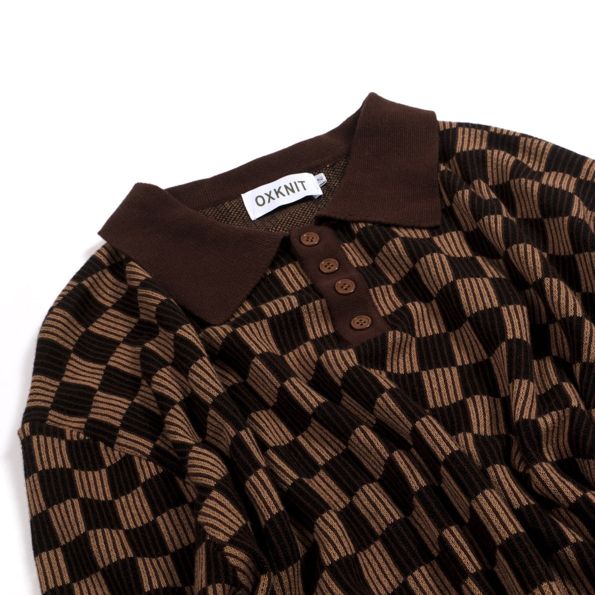 Pull en maille jacquard vintage marron café pour homme