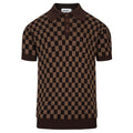 Pull en maille jacquard vintage marron café pour homme