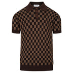Pull en maille jacquard vintage marron café pour homme