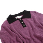 Pull en maille jacquard à motifs rétro violets pour homme