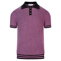 Pull en maille jacquard à motifs rétro violets pour homme
