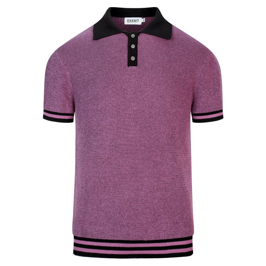 Pull en maille jacquard à motifs rétro violets pour homme