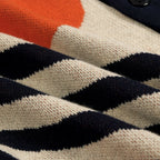 Cardigan rétro multicolore en maille jacquard pour homme des années 60
