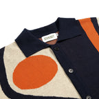 Cardigan rétro multicolore en maille jacquard pour homme des années 60