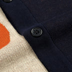 Cardigan rétro multicolore en maille jacquard pour homme des années 60