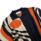 Cardigan rétro multicolore en maille jacquard pour homme des années 60