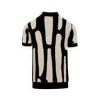 Classique Polo en Maille Jacquard Rétro pour Homme - Design Artistique Noir