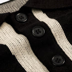 Classique Polo en Maille Jacquard Rétro pour Homme - Design Artistique Noir