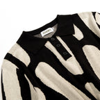 Classique Polo en Maille Jacquard Rétro pour Homme - Design Artistique Noir