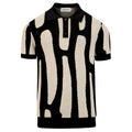 Classique Polo en Maille Jacquard Rétro pour Homme - Design Artistique Noir