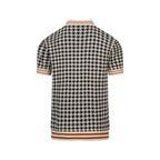 Cardigan vintage noir en maille jacquard à chevrons pour homme