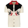 Cardigan Vintage Abricot pour Homme avec Broderie Artistique d'Oiseau