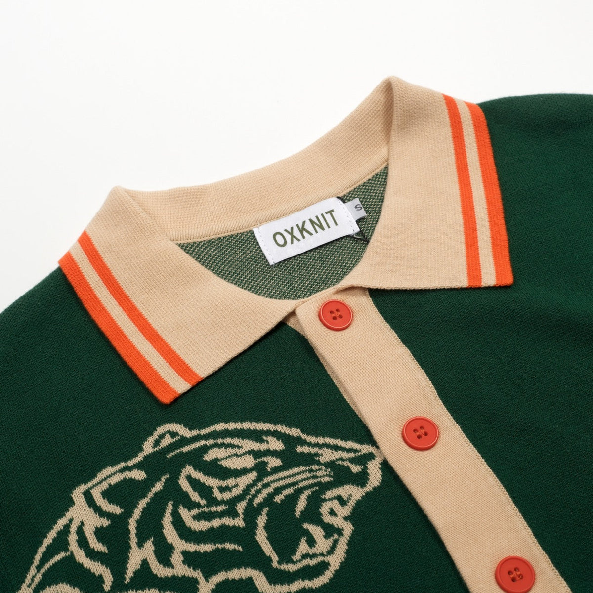 Cardigan en jacquard vert rétro de luxe pour homme avec motif de tigre