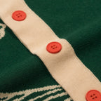 Cardigan en jacquard vert rétro de luxe pour homme avec motif de tigre
