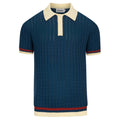 Pull bleu rétro en maille torsadée pour homme