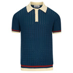 Pull bleu rétro en maille torsadée pour homme