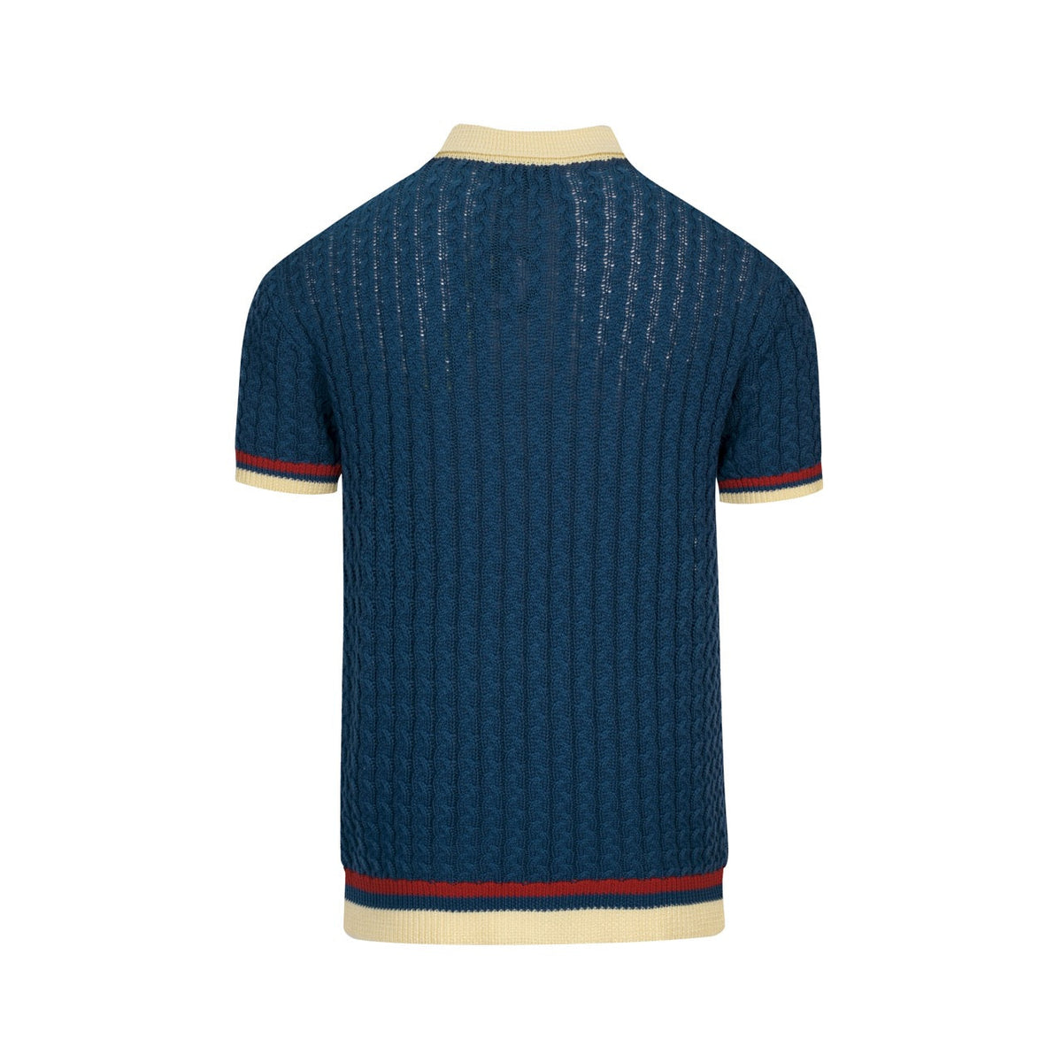 Pull bleu rétro en maille torsadée pour homme