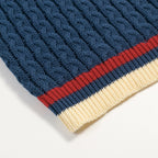 Pull bleu rétro en maille torsadée pour homme