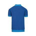 Pull Vintage Bleu pour Homme à Col en V, Tricoté avec Broderie Animale