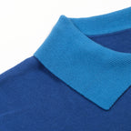Pull Vintage Bleu pour Homme à Col en V, Tricoté avec Broderie Animale