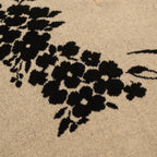 Pull rétro kaki pour homme avec motif d'oiseau et de plante