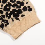 Pull rétro kaki pour homme avec motif d'oiseau et de plante