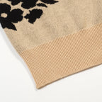 Pull rétro kaki pour homme avec motif d'oiseau et de plante