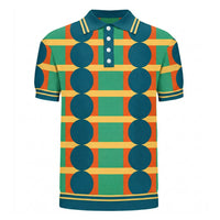 Pull en tricot pour homme à motif géométrique coloré des années 70
