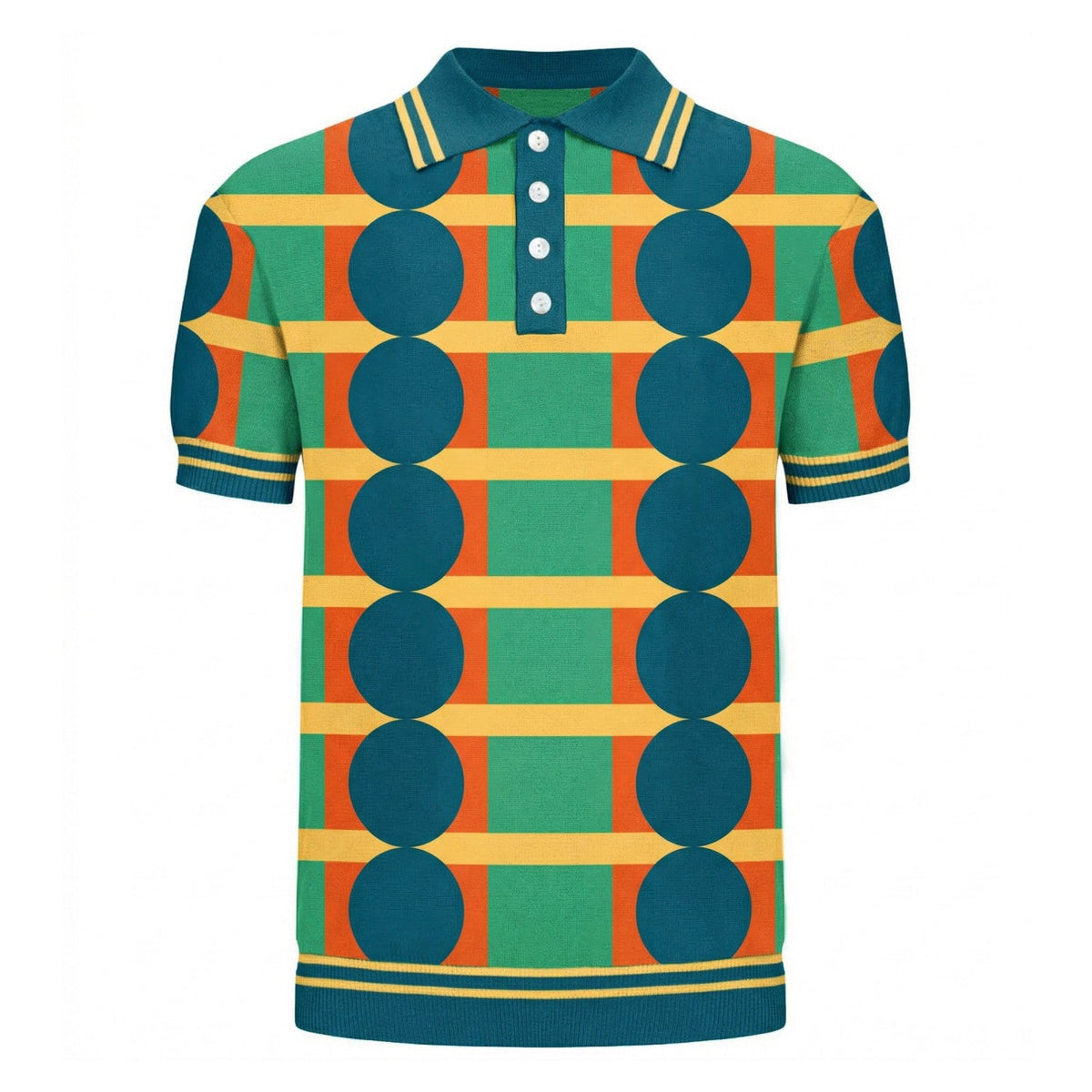 Pull en tricot pour homme à motif géométrique coloré des années 70