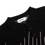 Pull en maille jacquard noir à rayures diagonales rétro pour homme