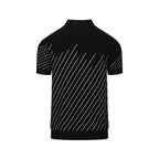 Pull en maille jacquard noir à rayures diagonales rétro pour homme