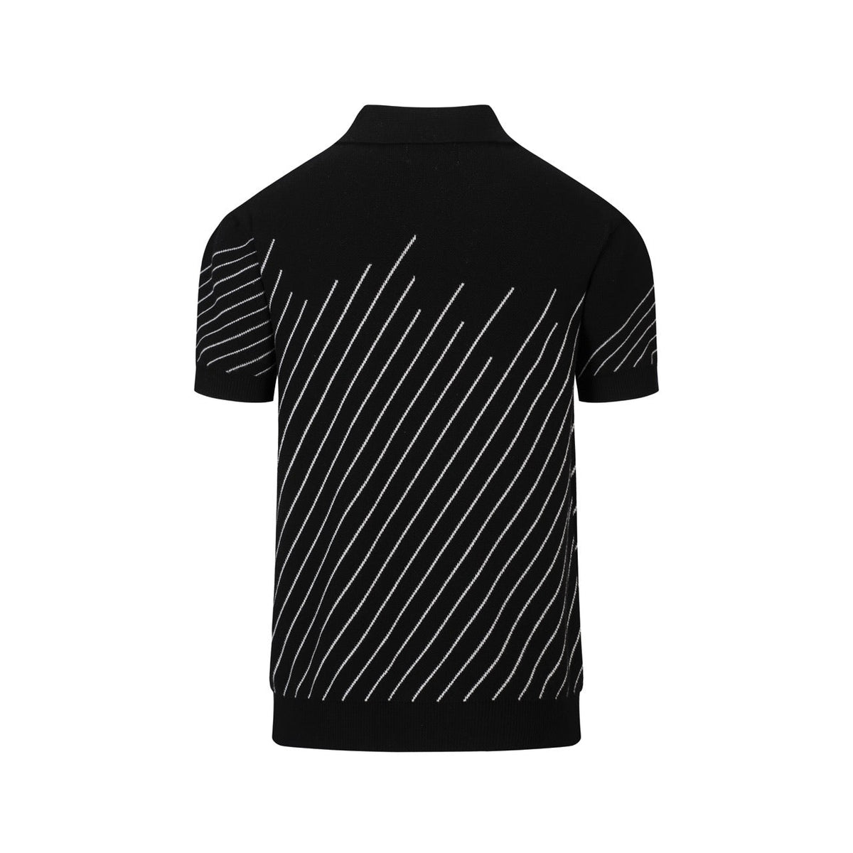 Pull en maille jacquard noir à rayures diagonales rétro pour homme