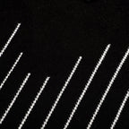 Pull en maille jacquard noir à rayures diagonales rétro pour homme