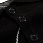 Pull en maille jacquard noir à rayures diagonales rétro pour homme