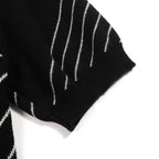 Pull en maille jacquard noir à rayures diagonales rétro pour homme