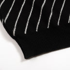 Pull en maille jacquard noir à rayures diagonales rétro pour homme
