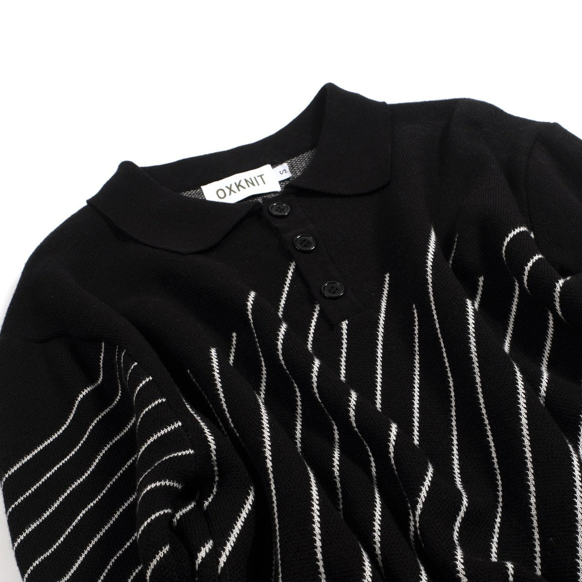 Pull en maille jacquard noir à rayures diagonales rétro pour homme