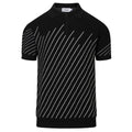 Pull en maille jacquard noir à rayures diagonales rétro pour homme