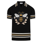Pull en maille noire pour homme avec broderie d'abeille vintage italienne