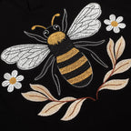 Pull en maille noire pour homme avec broderie d'abeille vintage italienne