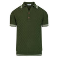 Pull décontracté en tricot pour homme vert, style sportif des années 70, texture en maille