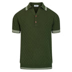 Pull décontracté en tricot pour homme vert, style sportif des années 70, texture en maille