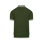 Pull décontracté en tricot pour homme vert, style sportif des années 70, texture en maille