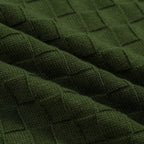 Pull décontracté en tricot pour homme vert, style sportif des années 70, texture en maille