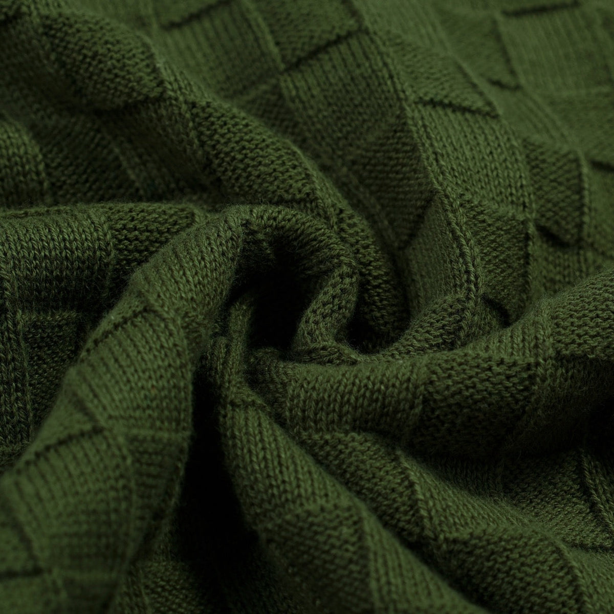 Pull décontracté en tricot pour homme vert, style sportif des années 70, texture en maille