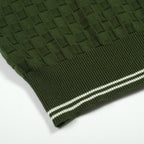 Pull décontracté en tricot pour homme vert, style sportif des années 70, texture en maille