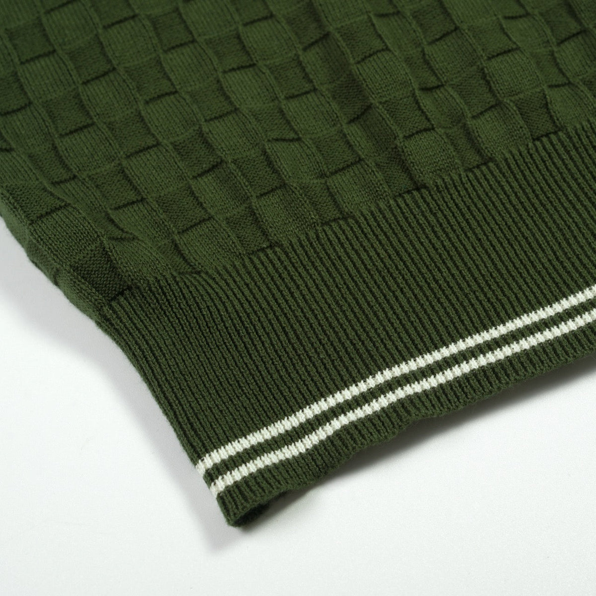 Pull décontracté en tricot pour homme vert, style sportif des années 70, texture en maille